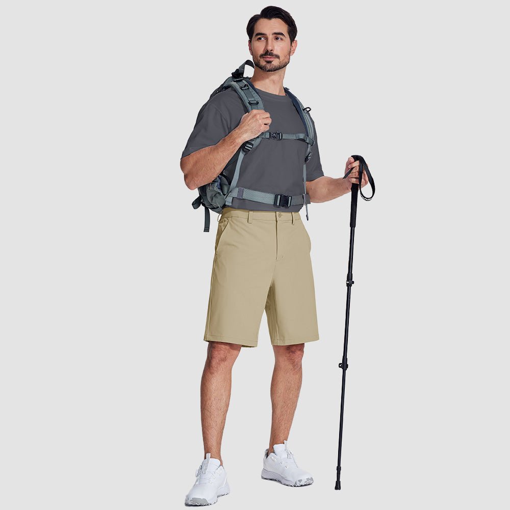 Light Blue Men's Golf Shorts 9 Inch Inseam Quick Dry Casual Shorts Stretch Hiking Dress Work Shorts with 4 Pockets Flat Front - MAGCOMSEN