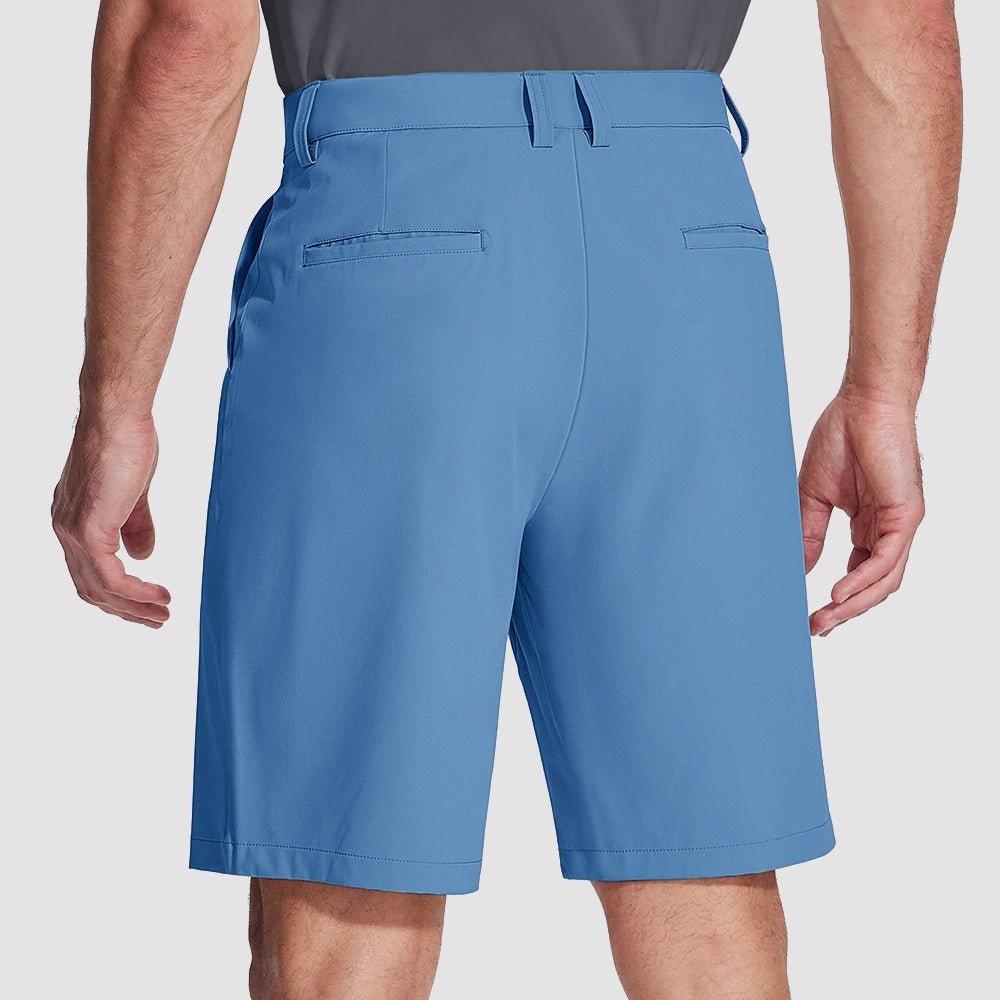 Light Blue Men's Golf Shorts 9 Inch Inseam Quick Dry Casual Shorts Stretch Hiking Dress Work Shorts with 4 Pockets Flat Front - MAGCOMSEN