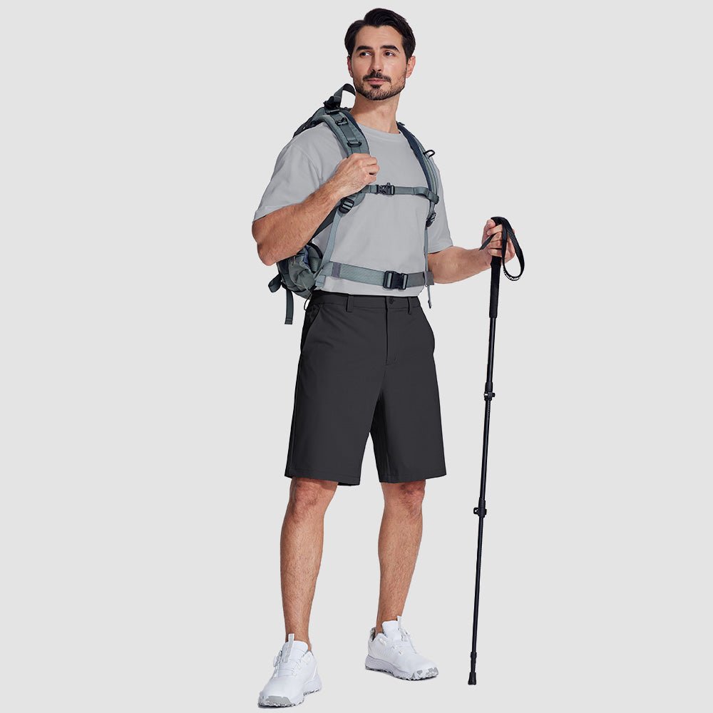 Light Blue Men's Golf Shorts 9 Inch Inseam Quick Dry Casual Shorts Stretch Hiking Dress Work Shorts with 4 Pockets Flat Front - MAGCOMSEN