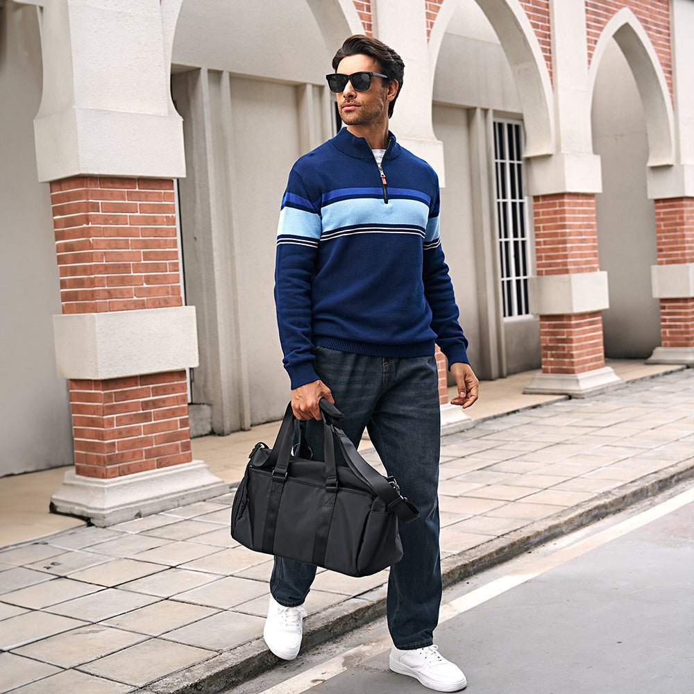 Men's Half Zipper Pullover Sweater Slim Fit Knitted Sweatshirt - MAGCOMSEN