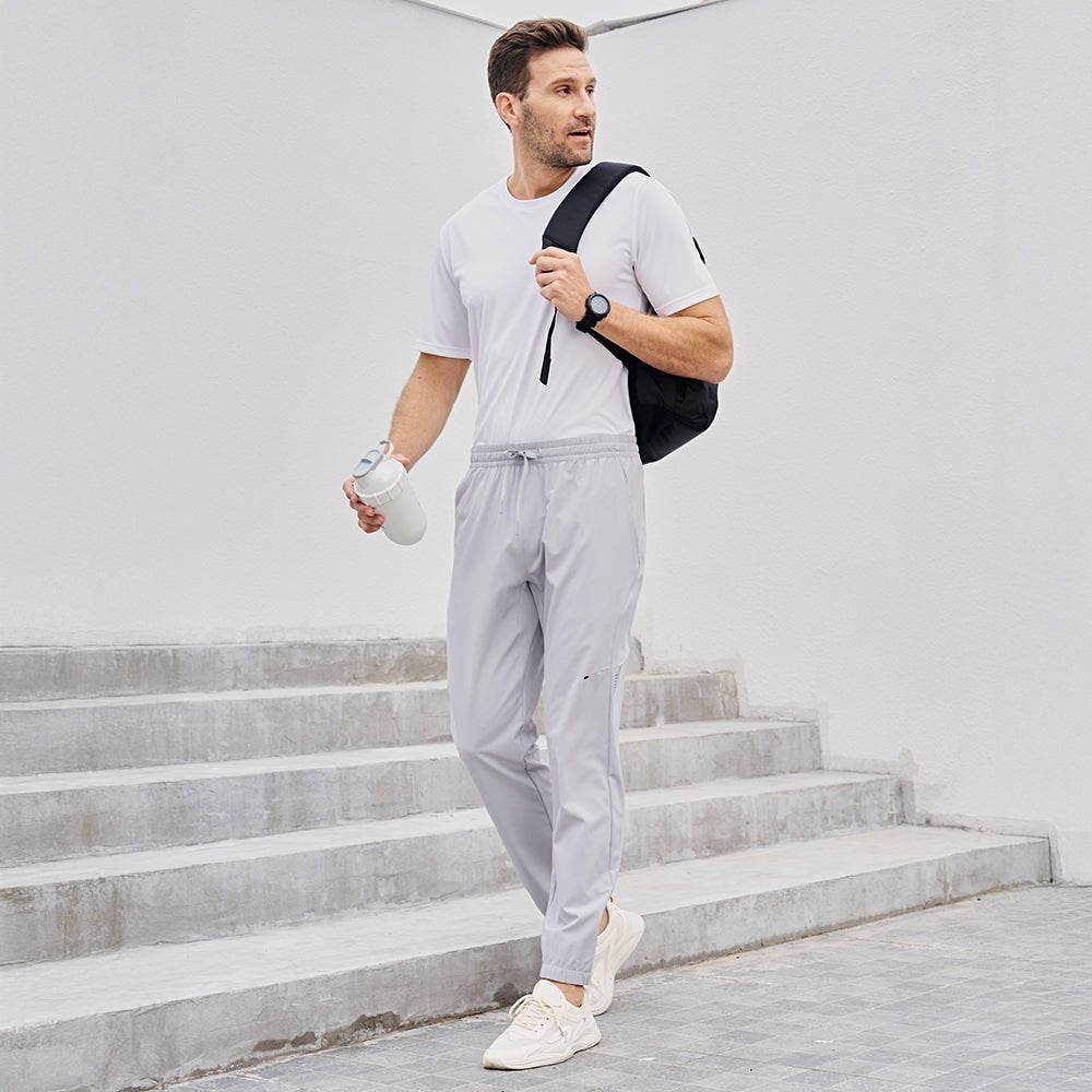 Light Grey Men's Lightweight Hiking Pants Quick Dry UPF 50+ Joggers - MAGCOMSEN