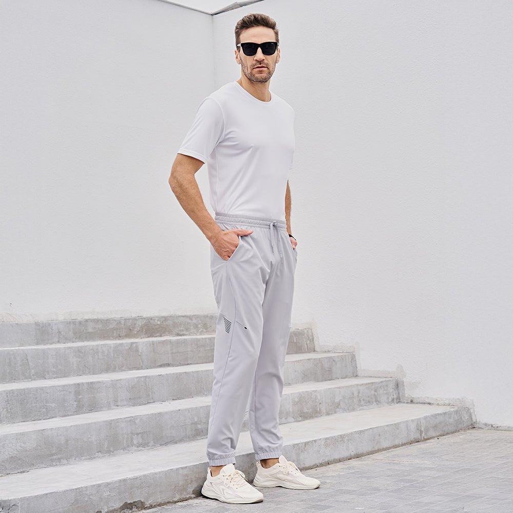Light Grey Men's Lightweight Hiking Pants Quick Dry UPF 50+ Joggers - MAGCOMSEN