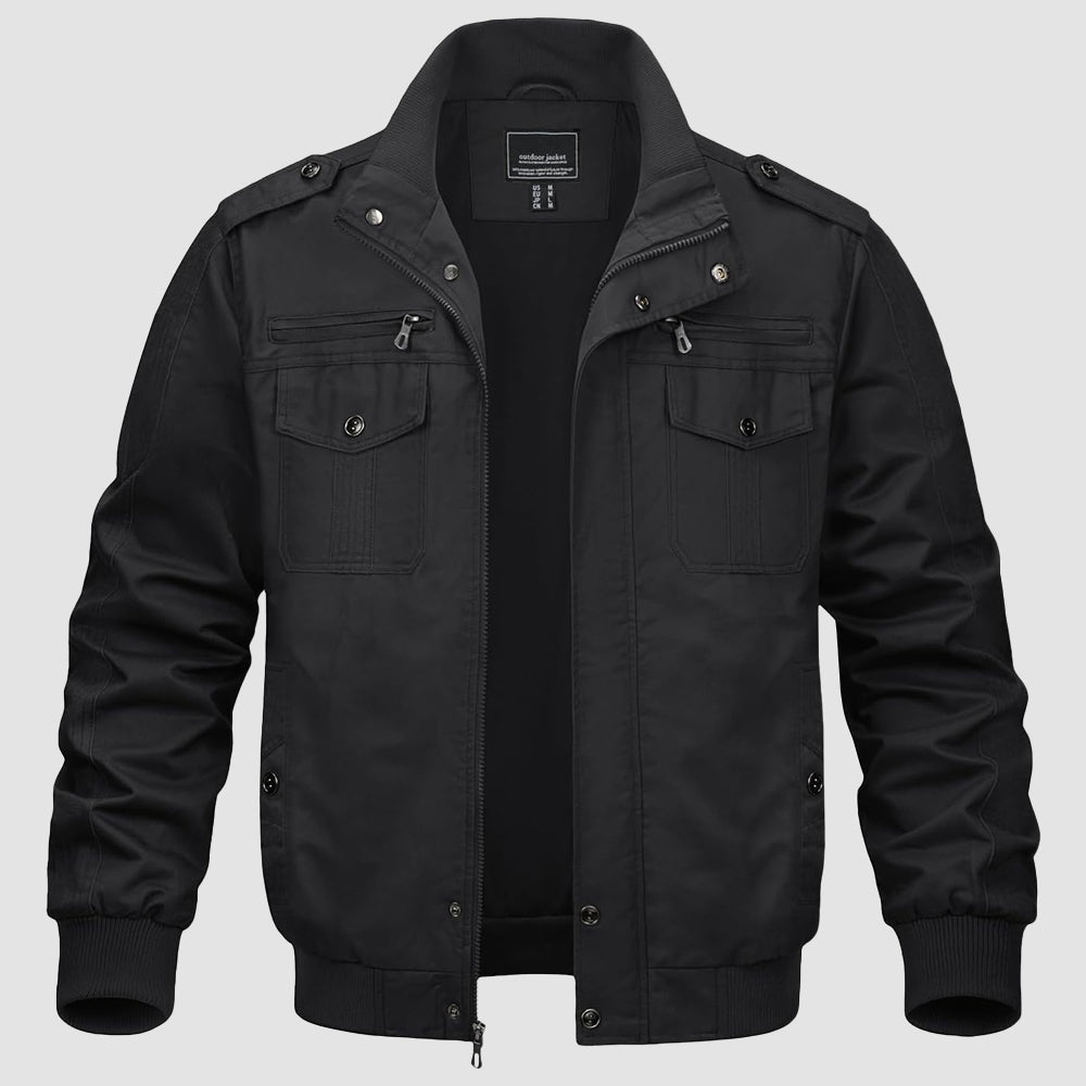 Black Men's Lightweight Tactical Cargo Jackets Combat Jacket - MAGCOMSEN
