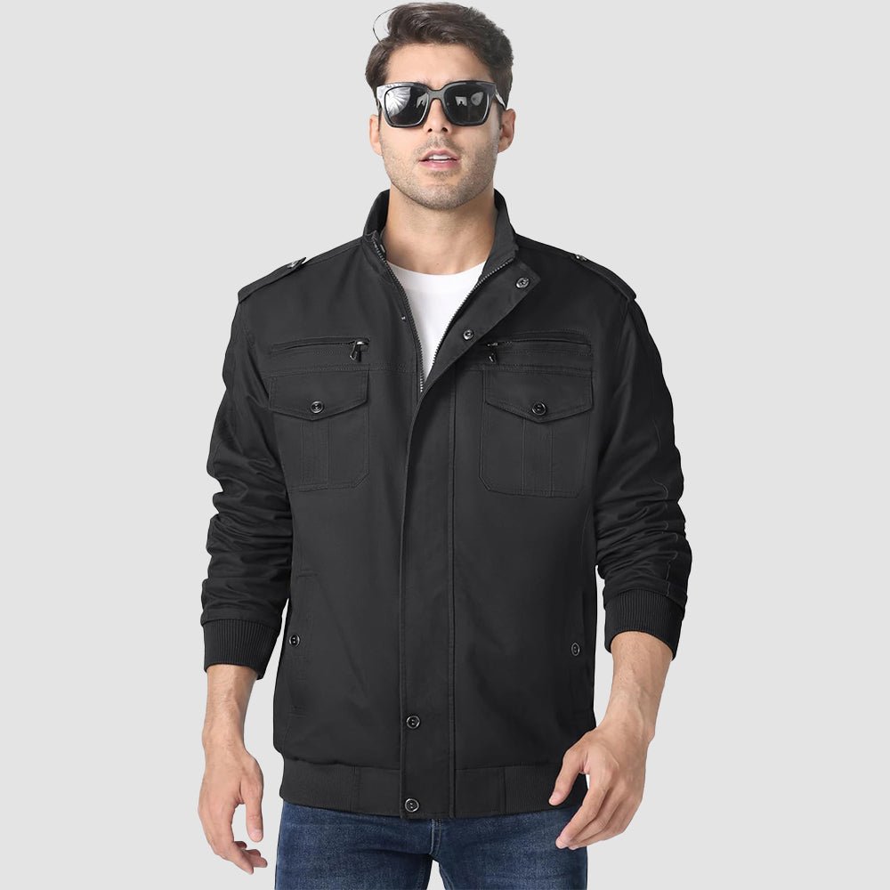 Black Men's Lightweight Tactical Cargo Jackets Combat Jacket - MAGCOMSEN