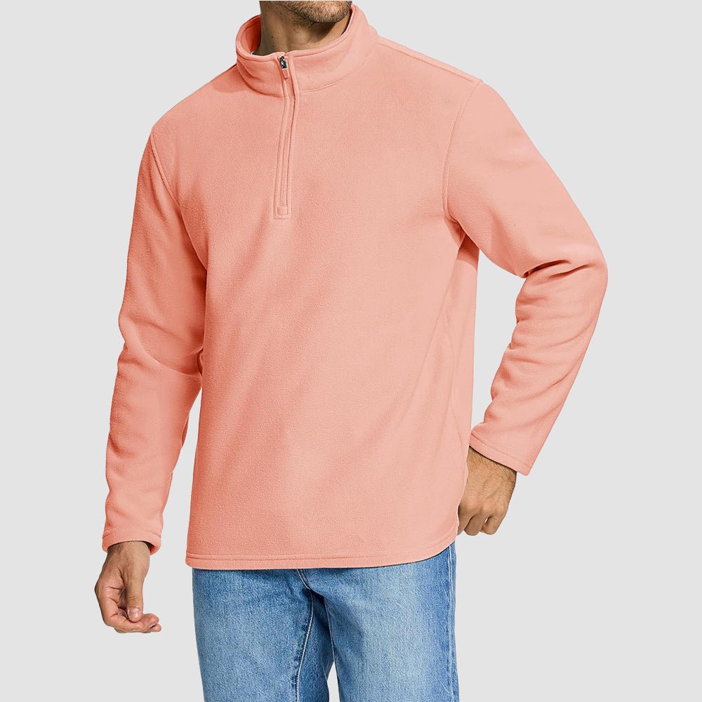 Apricot Men's Polar Fleece Pullover Quarter Zip Winter Sweatshirt - MAGCOMSEN