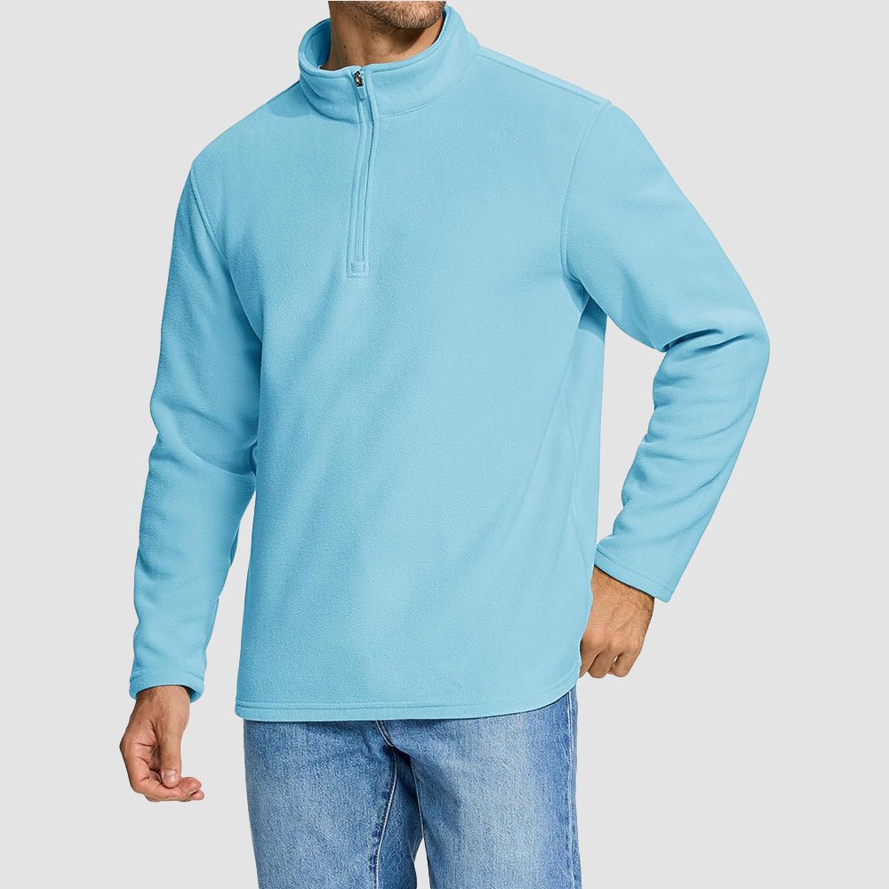 Water Blue Men's Polar Fleece Pullover Quarter Zip Winter Sweatshirt - MAGCOMSEN