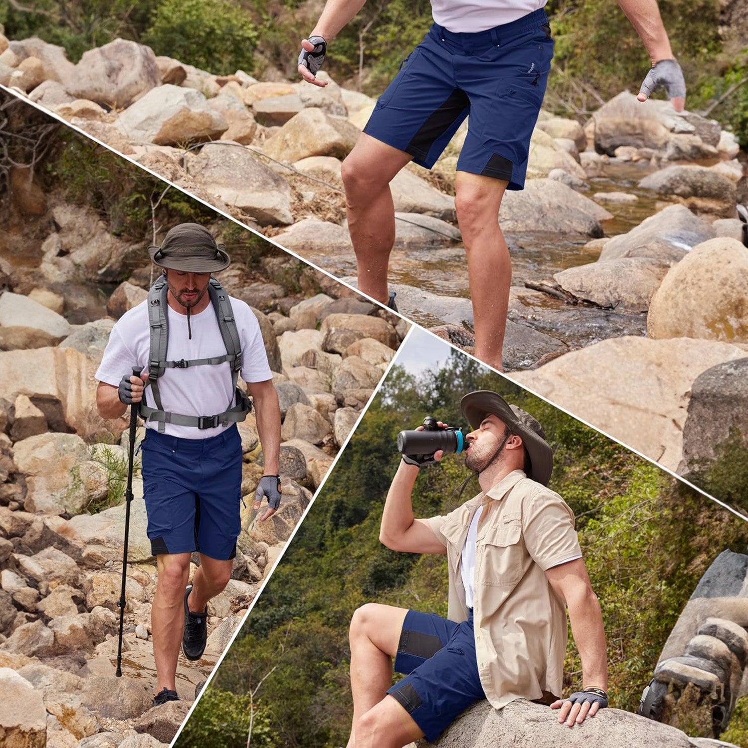 Dark Grey Men's Quick Dry Cargo Shorts - MAGCOMSEN #Color_Royal Blue