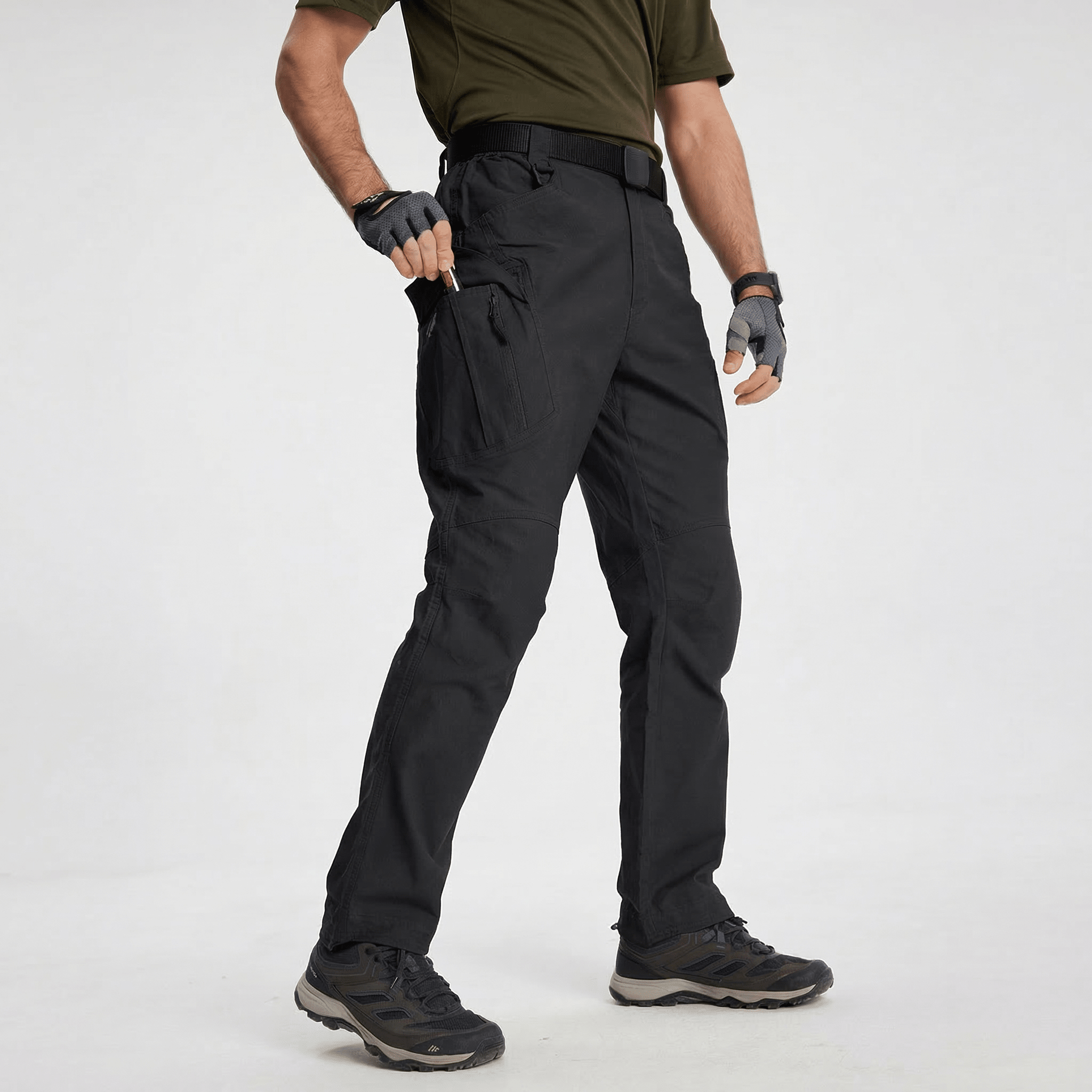 Men's Quick Dry Hiking Pants - 9 Pockets Cargo Trousers black by MAGCOMSEN