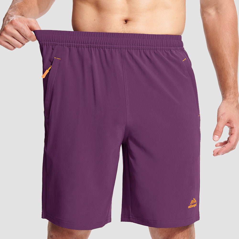 Purple Red Men's Quick Dry Hiking Shorts with Zipper Pockets - Lightweight Athletic Shorts - MAGCOMSEN