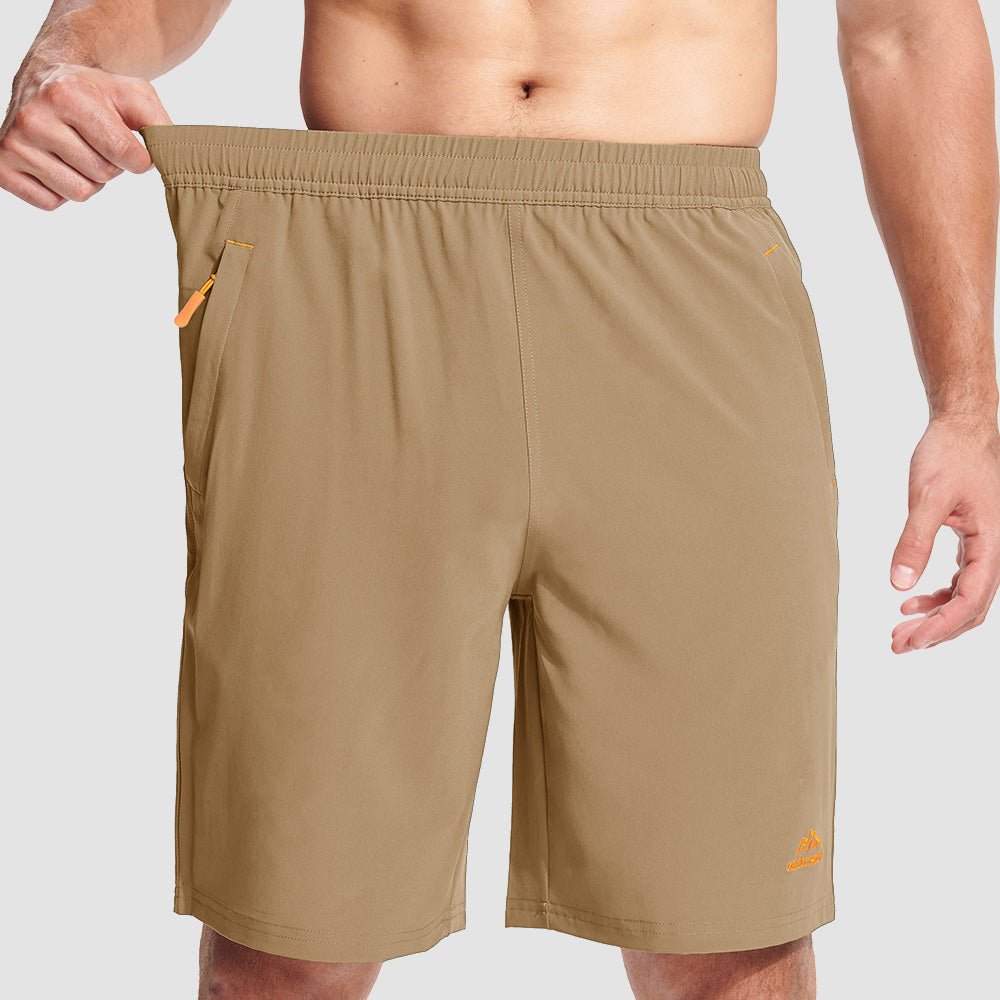 Khaki Men's Quick Dry Hiking Shorts with Zipper Pockets - Lightweight Athletic Shorts - MAGCOMSEN