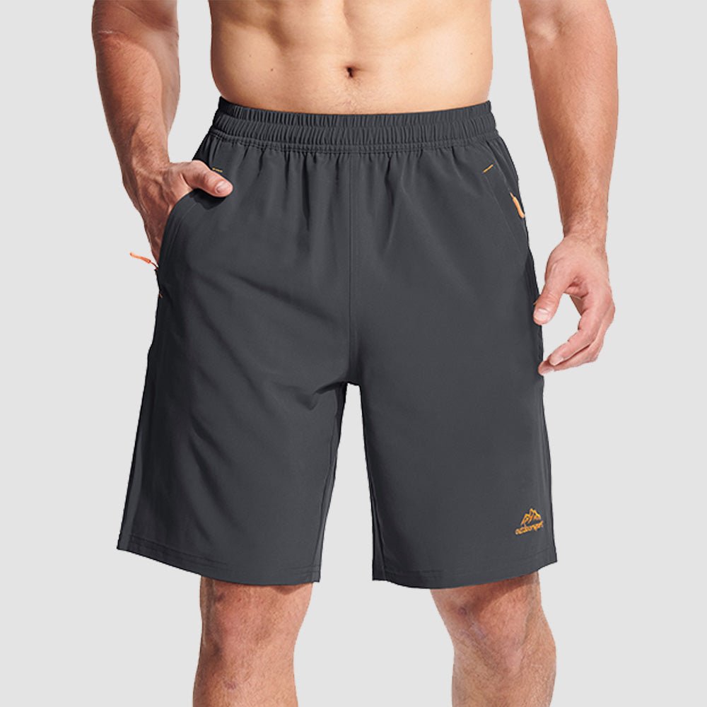 Deep Grey Men's Quick Dry Hiking Shorts with Zipper Pockets - Lightweight Athletic Shorts - MAGCOMSEN