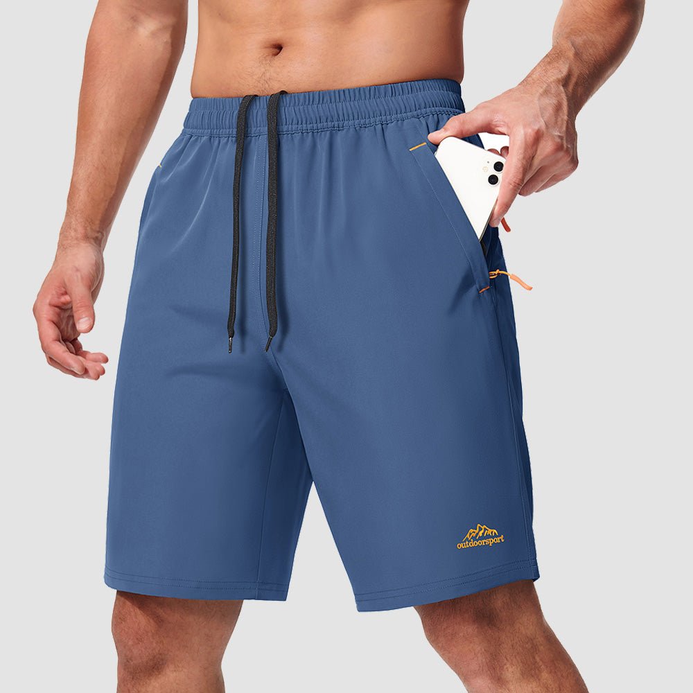 Blue Grey Men's Quick Dry Hiking Shorts with Zipper Pockets - Lightweight Athletic Shorts - MAGCOMSEN