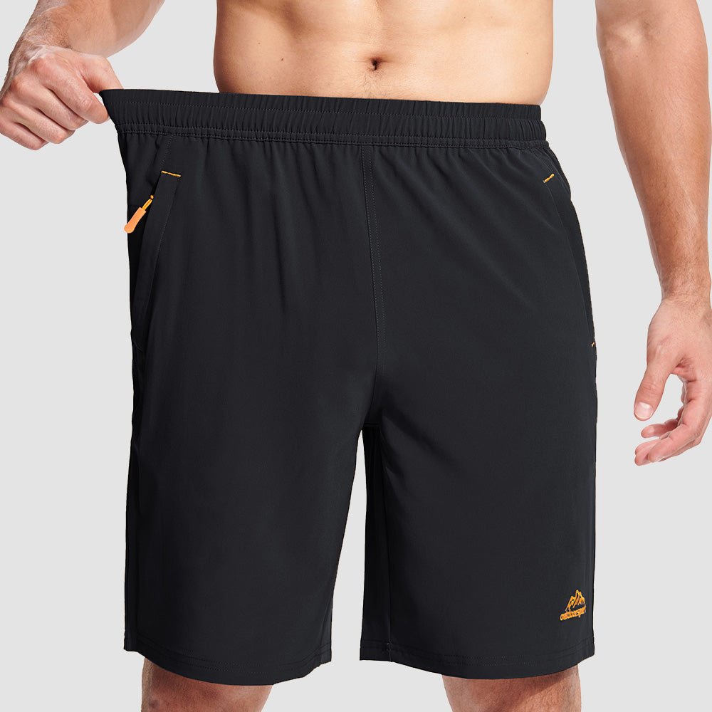 Black Men's Quick Dry Hiking Shorts with Zipper Pockets - Lightweight Athletic Shorts - MAGCOMSEN