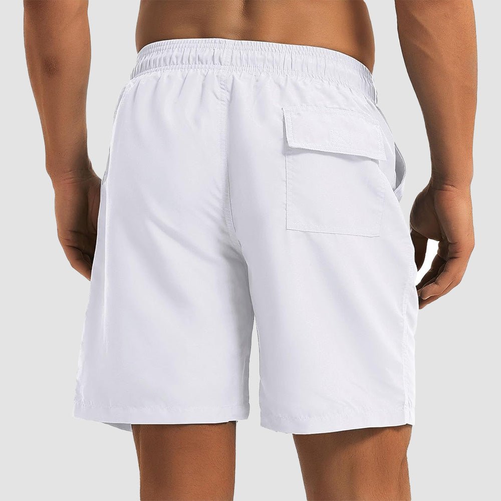 white Men's Quick Dry Swim Trunks - Mesh Lining, Multi - Pocket Shorts - MAGCOMSEN