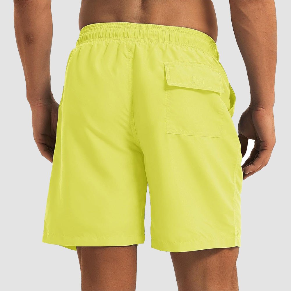 yellow Men's Quick Dry Swim Trunks - Mesh Lining, Multi - Pocket Shorts - MAGCOMSEN