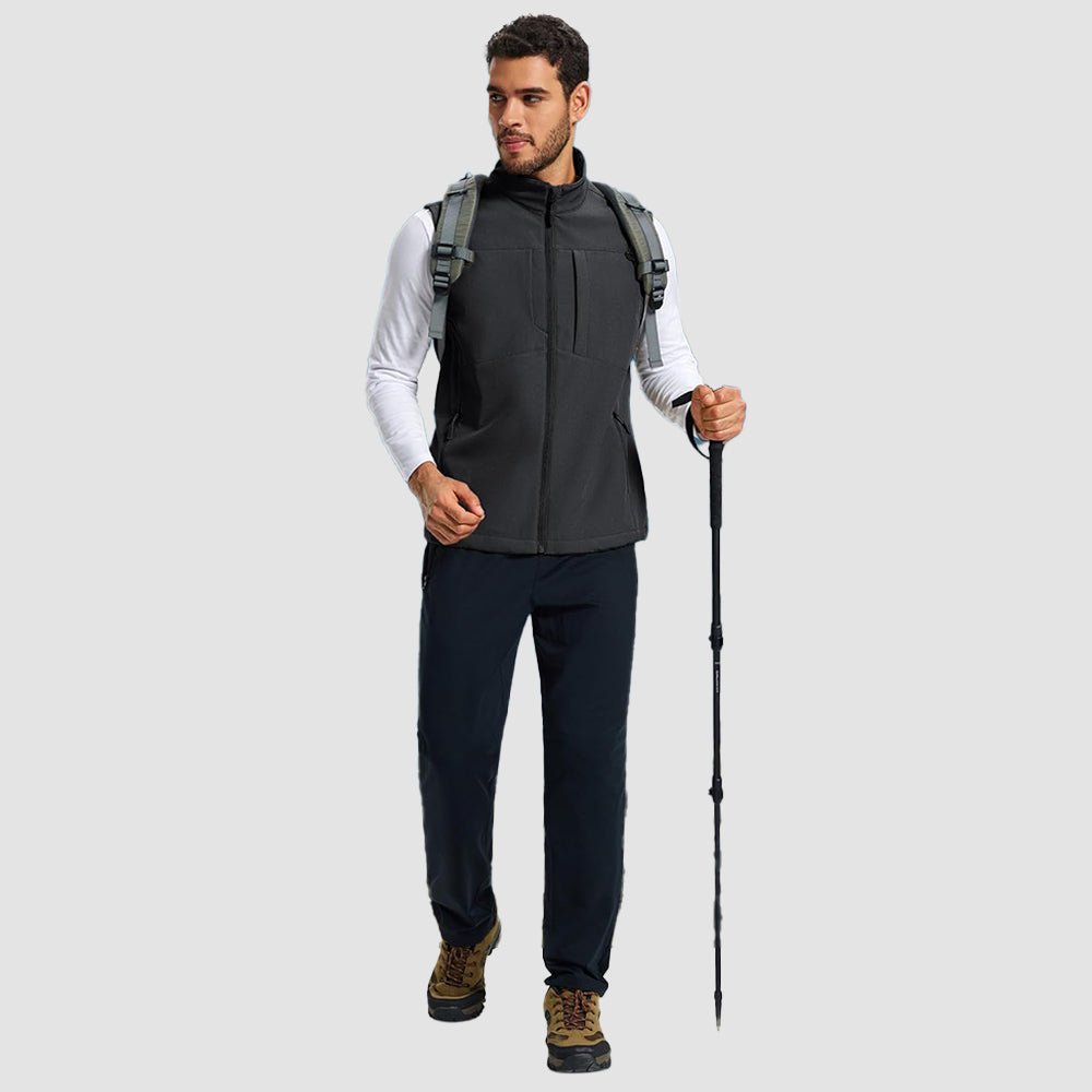 Black Men's Softshell Vest Windproof Lightweight Hiking Jacket - MAGCOMSEN
