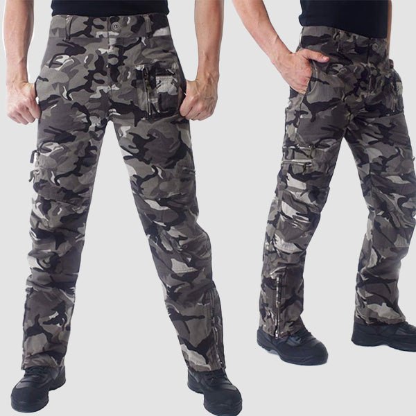 Men's Tactical Cargo Pants with 9 Pockets for Hiking - MAGCOMSEN Color_Grey Camo