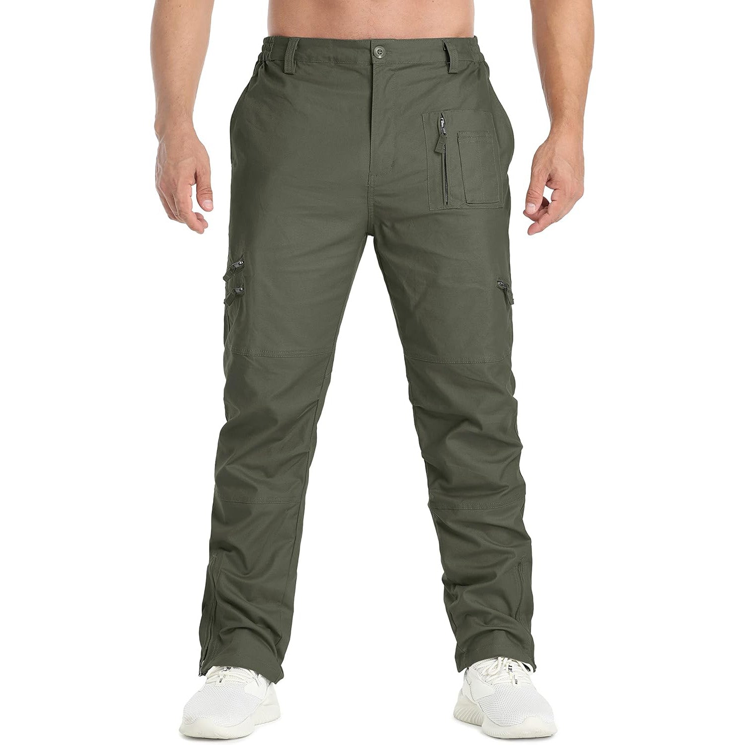 Men's Tactical Cargo Pants with 9 Pockets for Hiking - MAGCOMSEN Color_Green