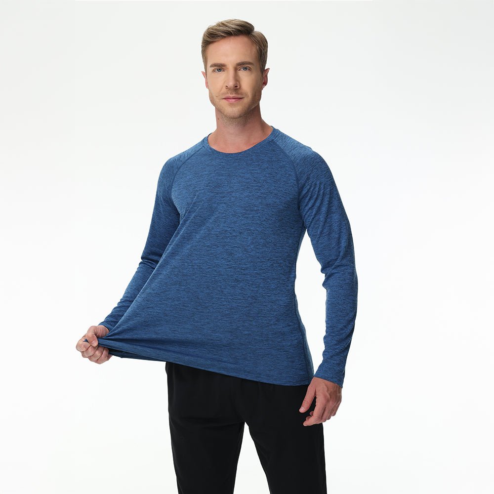 Medium Blue Men's UPF 50+ Long Sleeve Shirt Dry Fit for Fishing & Hiking - MAGCOMSEN