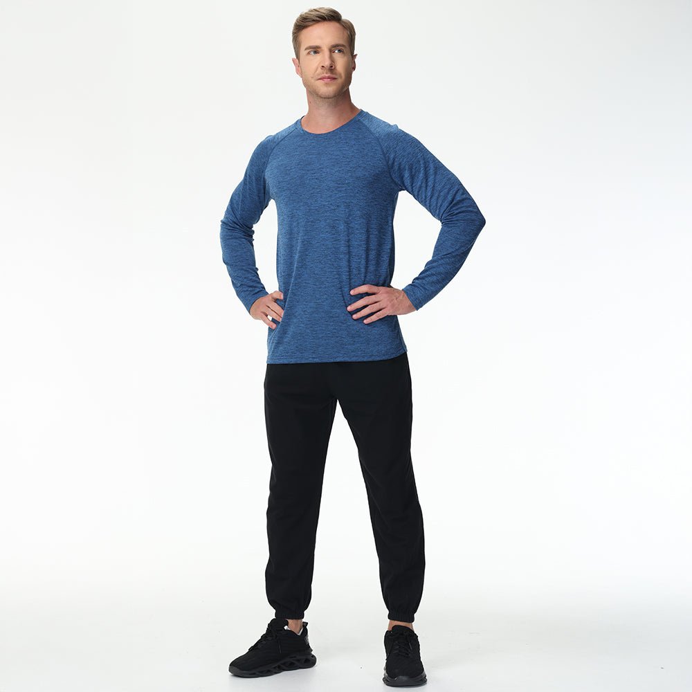 Medium Blue Men's UPF 50+ Long Sleeve Shirt Dry Fit for Fishing & Hiking - MAGCOMSEN