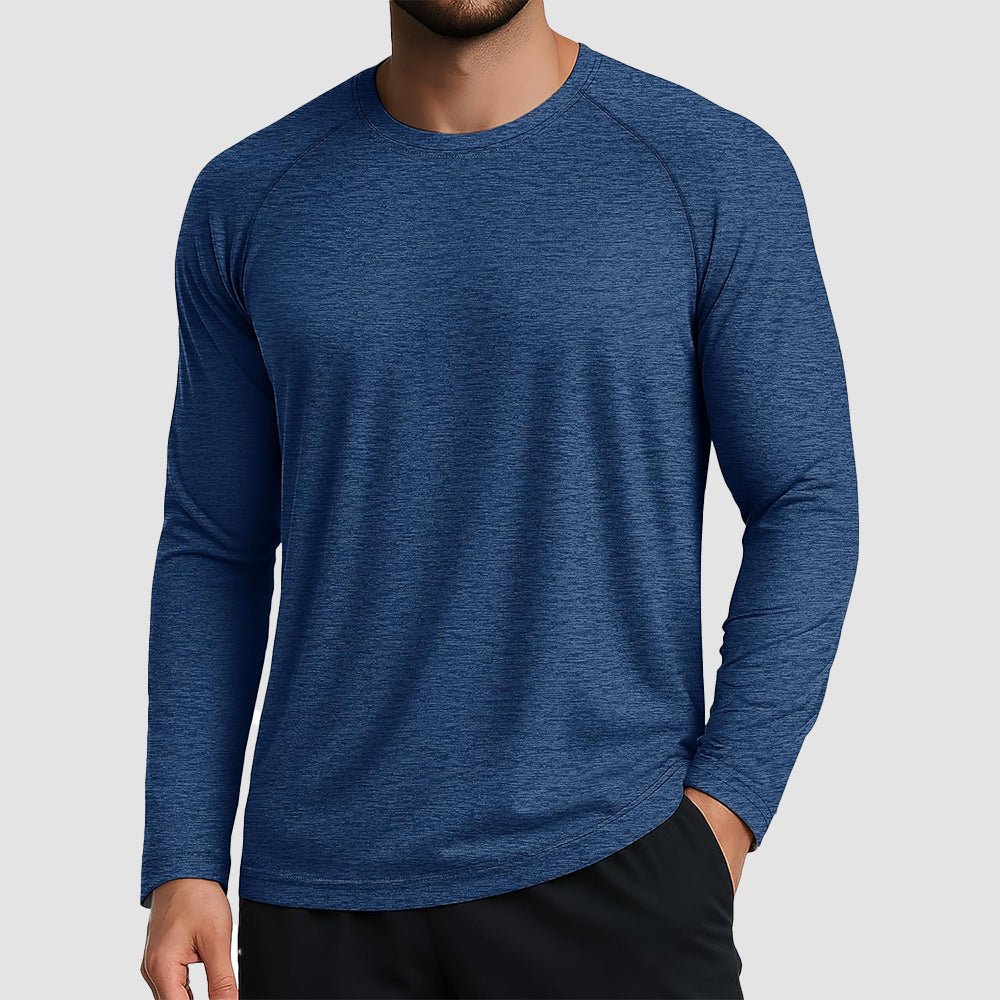 Medium Blue Men's UPF 50+ Long Sleeve Shirt Dry Fit for Fishing & Hiking - MAGCOMSEN