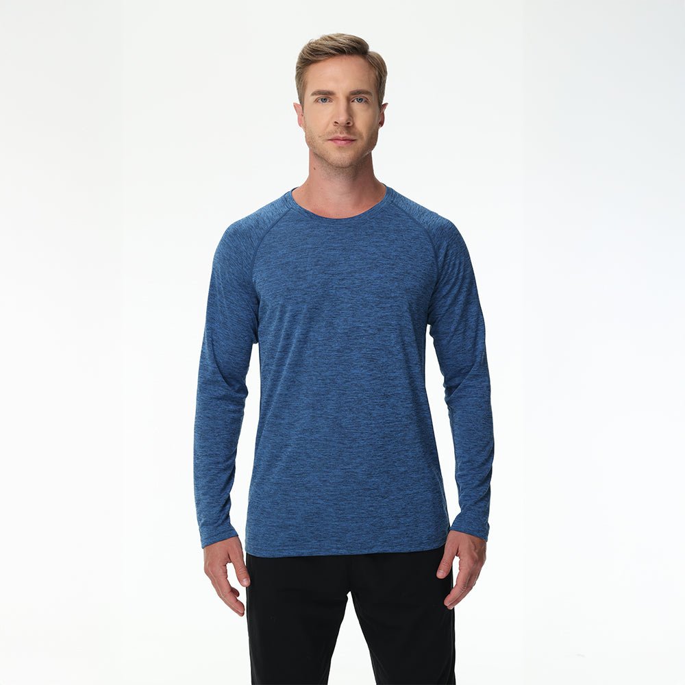 Medium Blue Men's UPF 50+ Long Sleeve Shirt Dry Fit for Fishing & Hiking - MAGCOMSEN