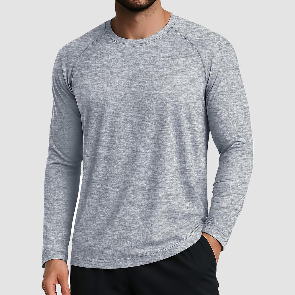 Light Grey Men's UPF 50+ Long Sleeve Shirt Dry Fit for Fishing & Hiking - MAGCOMSEN