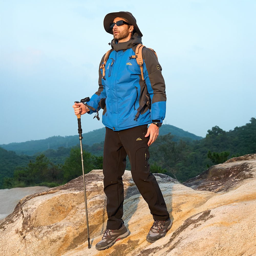 Bright Blue Men's Water Resistant Ski Jacket - Fleece Lined Parka with Pockets - MAGCOMSEN