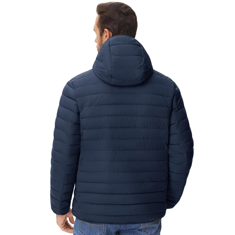 Navy Men's Winter Puffer Jacket Hooded Water Resistant Coat - MAGCOMSEN