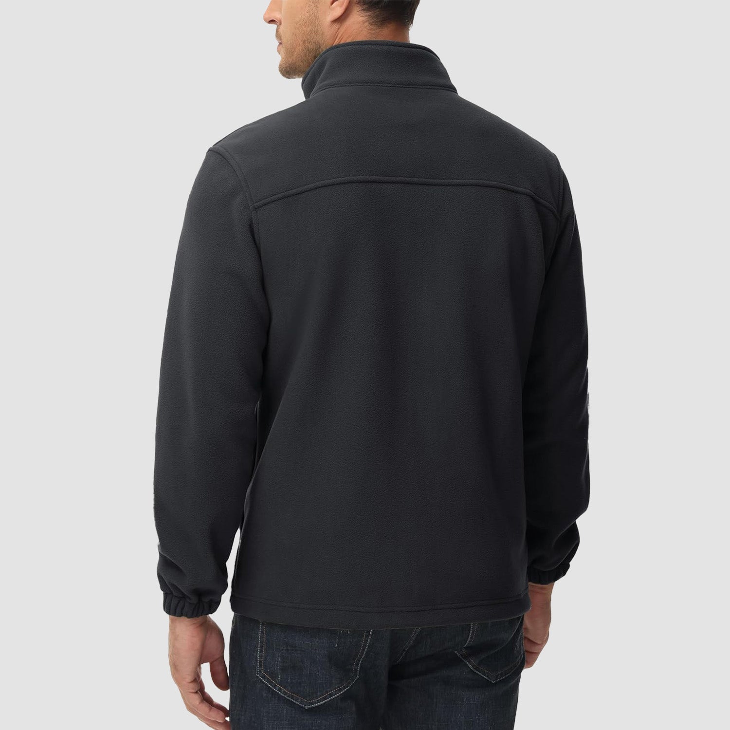 Black Men's Winter Fleece Jacket with 3 Pockets for Hiking & Outdoor