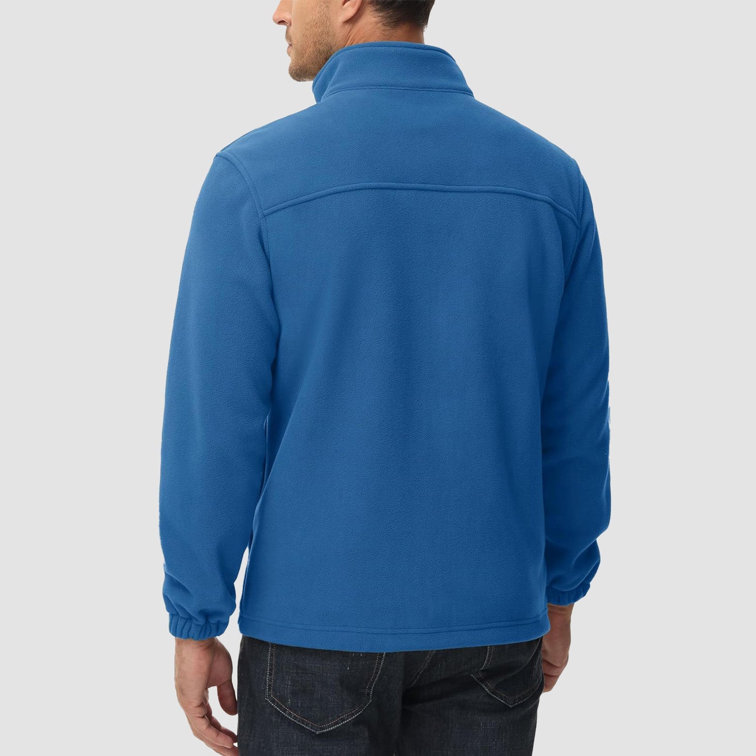 Blue Green Men's Winter Fleece Jacket with 3 Pockets for Hiking & Outdoor