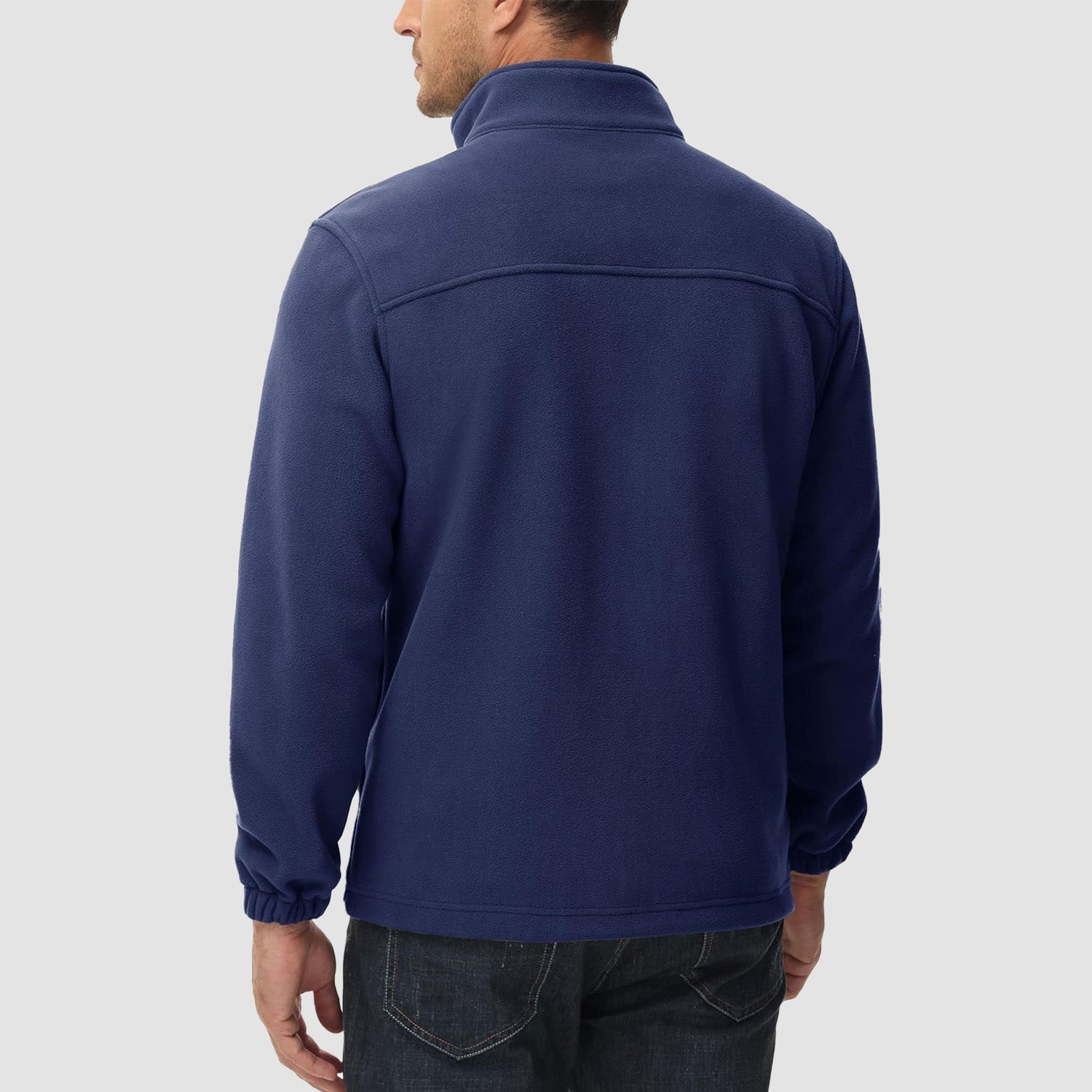 Navy Men's Winter Fleece Jacket with 3 Pockets for Hiking & Outdoor