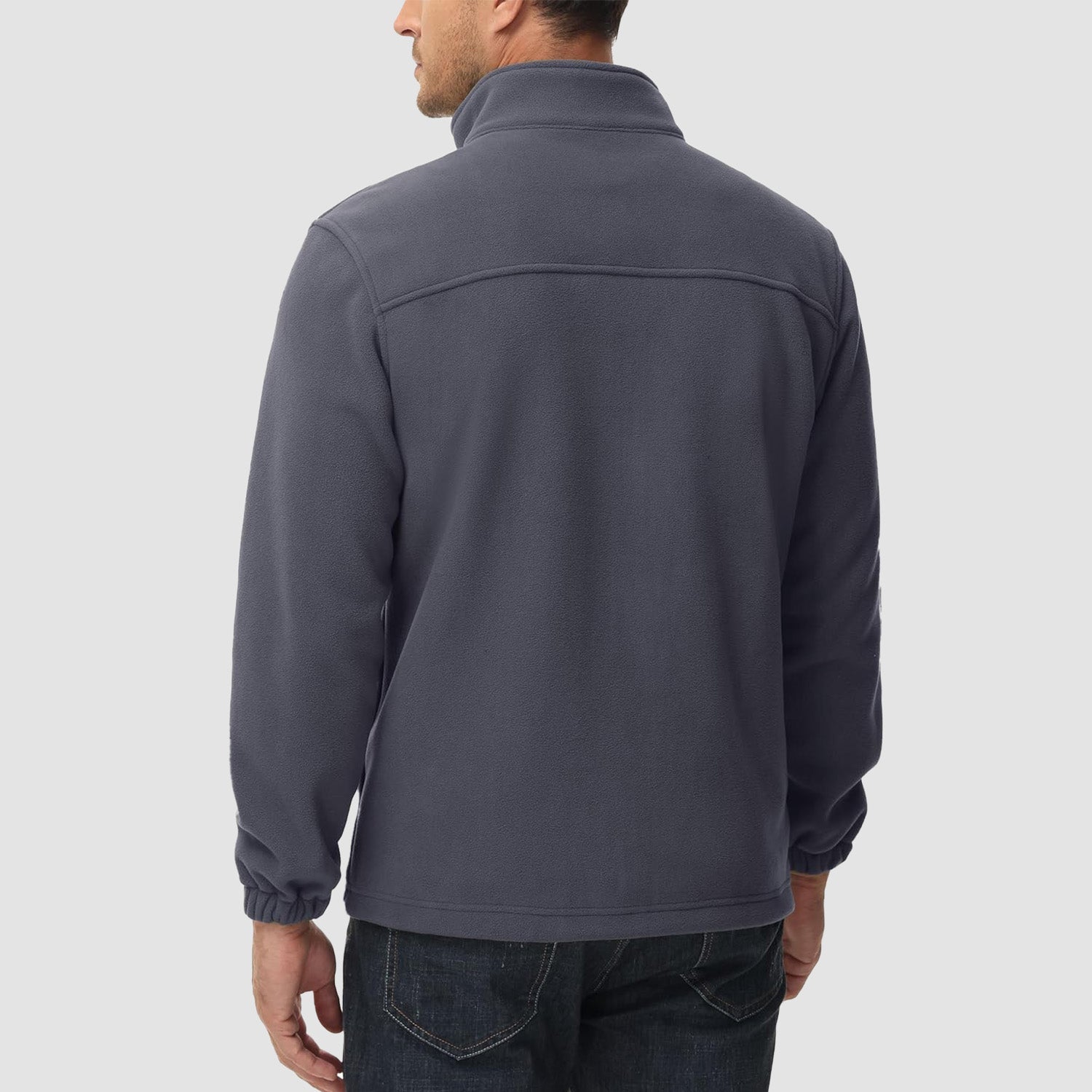 Dark Grey Men's Winter Fleece Jacket with 3 Pockets for Hiking & Outdoor