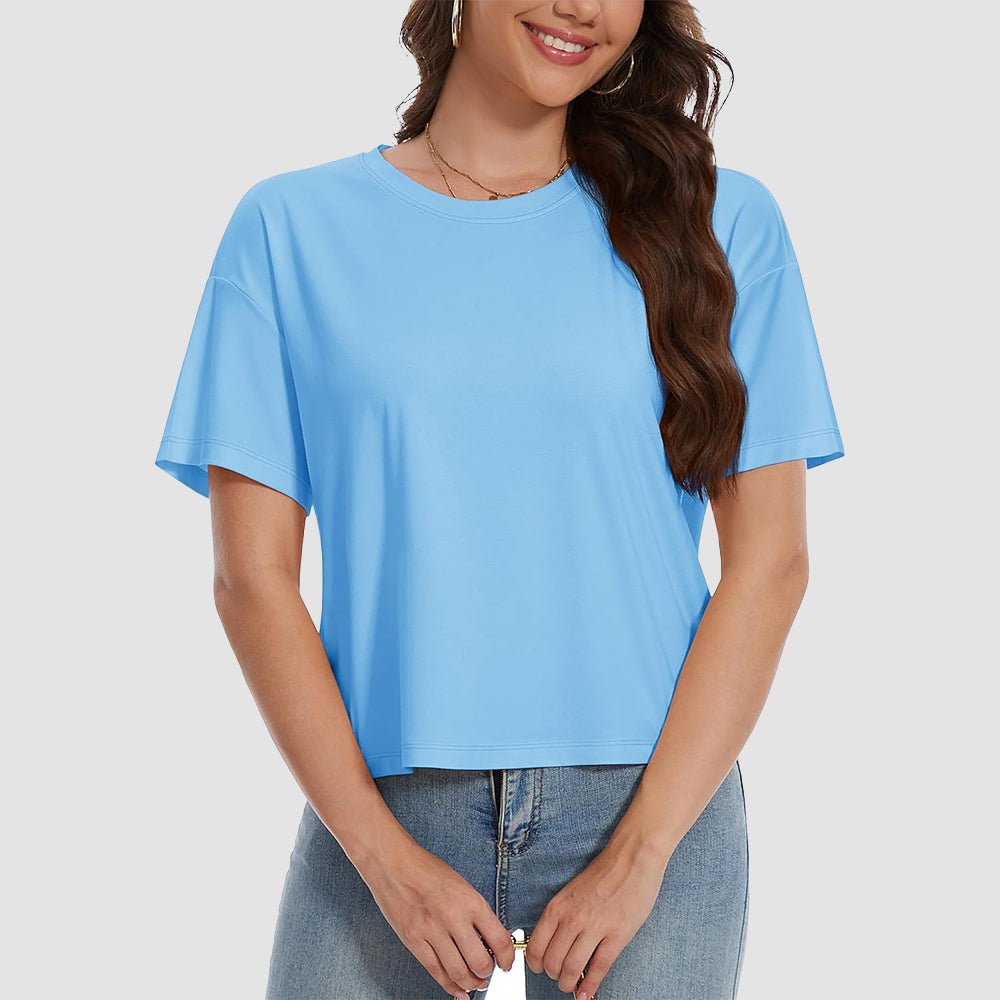 【New In】Women's Cotton UPF 50+ Summer Crop Top T-Shirt - MAGCOMSEN
