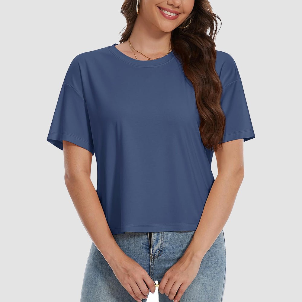 【New In】Women's Cotton UPF 50+ Summer Crop Top T-Shirt - MAGCOMSEN