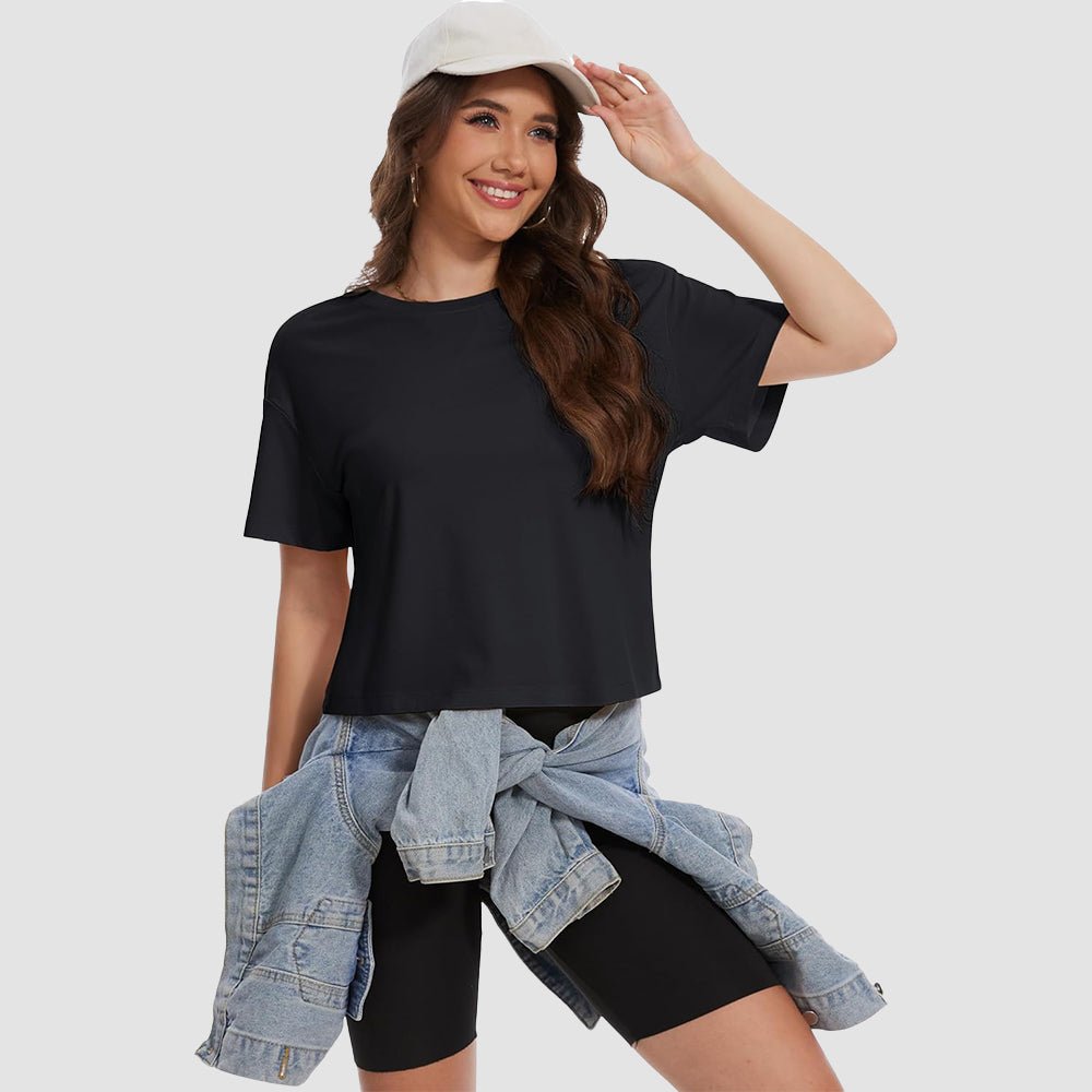 【New In】Women's Cotton UPF 50+ Summer Crop Top T-Shirt - MAGCOMSEN