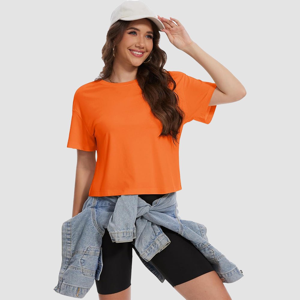 【New In】Women's Cotton UPF 50+ Summer Crop Top T-Shirt - MAGCOMSEN