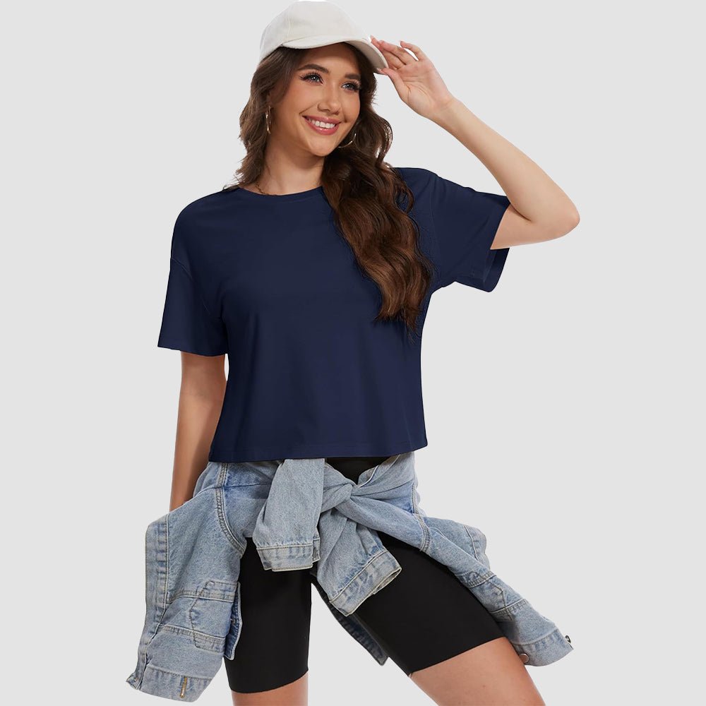【New In】Women's Cotton UPF 50+ Summer Crop Top T-Shirt - MAGCOMSEN