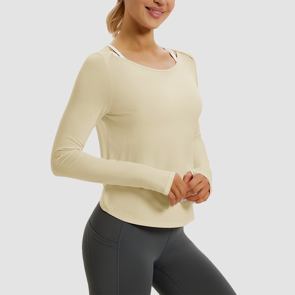 Light Purple Open Back Workout Tops - MAGCOMSEN