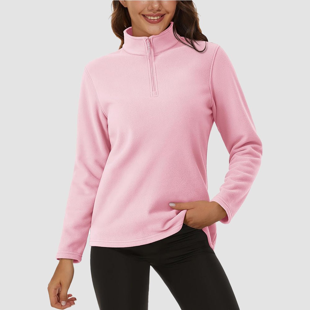 Pink Women's 1/4 Zip Fleece Pullover - Stretchy & Warm - MAGCOMSEN