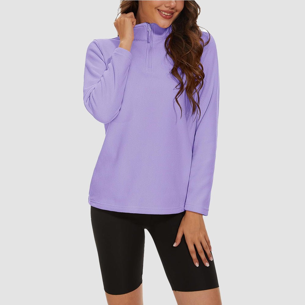 Violet Women's 1/4 Zip Fleece Pullover - Stretchy & Warm - MAGCOMSEN