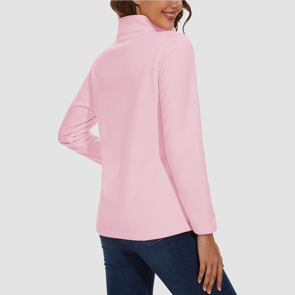 Pink Women's 1/4 Zip Fleece Pullover - Stretchy & Warm - MAGCOMSEN
