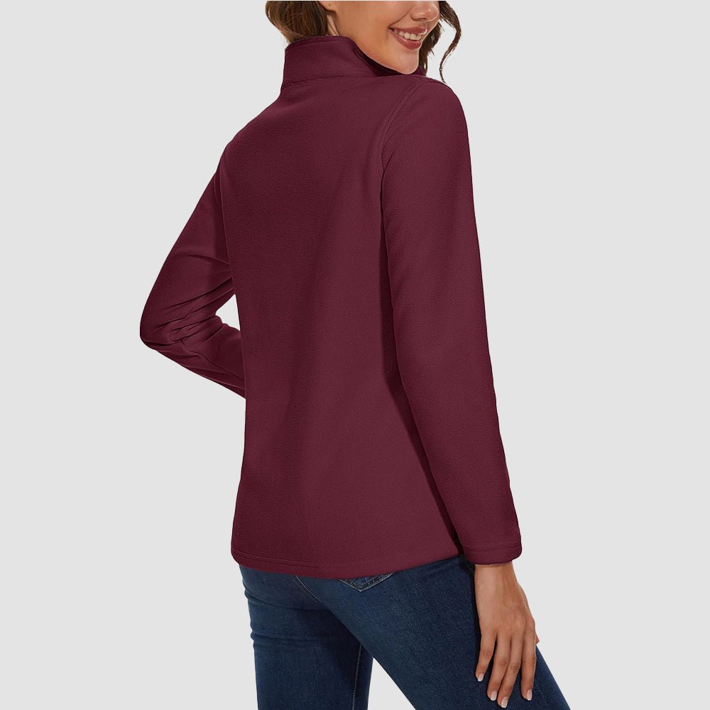 Wine Women's 1/4 Zip Fleece Pullover - Stretchy & Warm - MAGCOMSEN