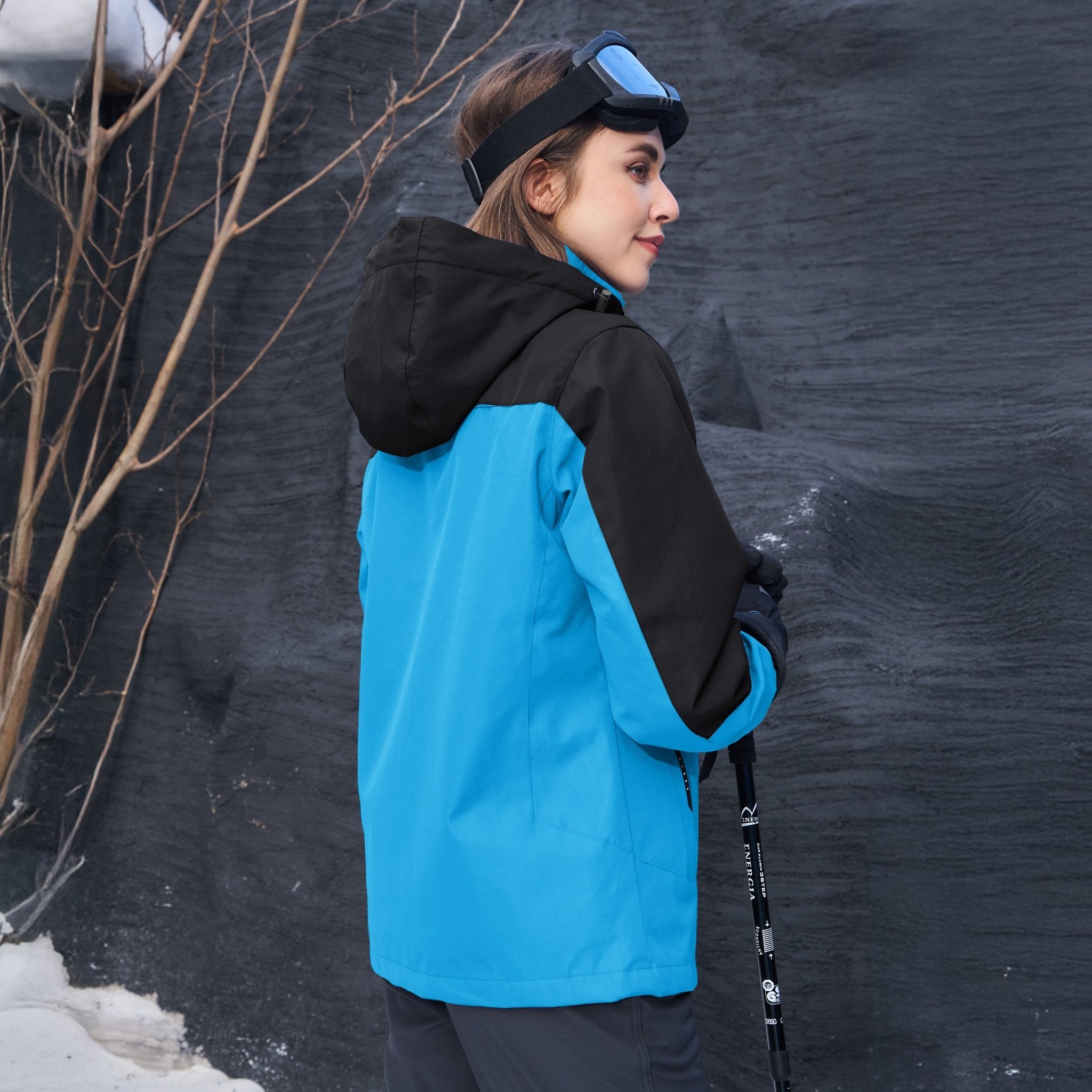 Women’s 3-in-1 Waterproof Ski Jacket with Detachable Fleece Liner White by MAGCOMSEN #color_Blue