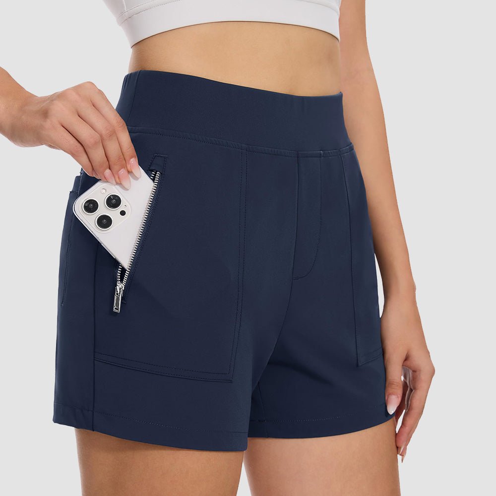 Women's 4 inch High Waisted Hiking Shorts - Quick Dry Golf Shorts Navy by MAGCOMSEN