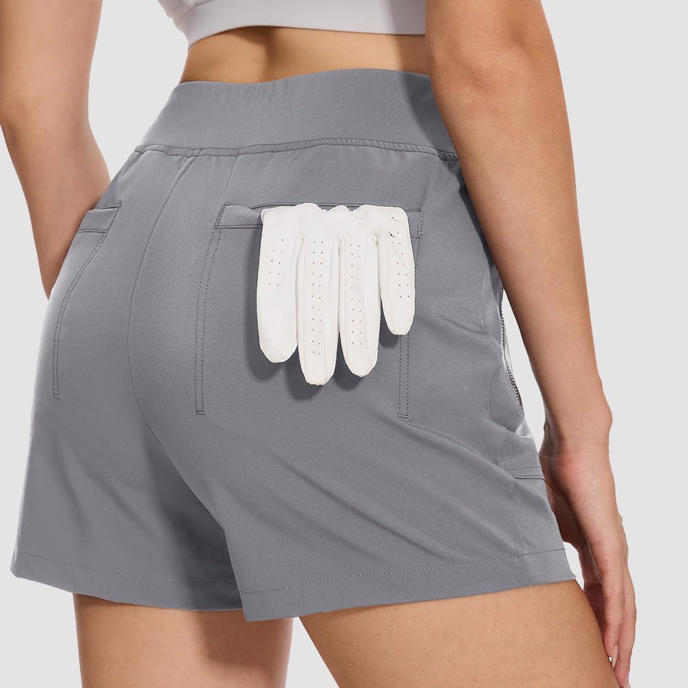 Women's 4 inch High Waisted Hiking Shorts - Quick Dry Golf Shorts Light Grey by MAGCOMSEN