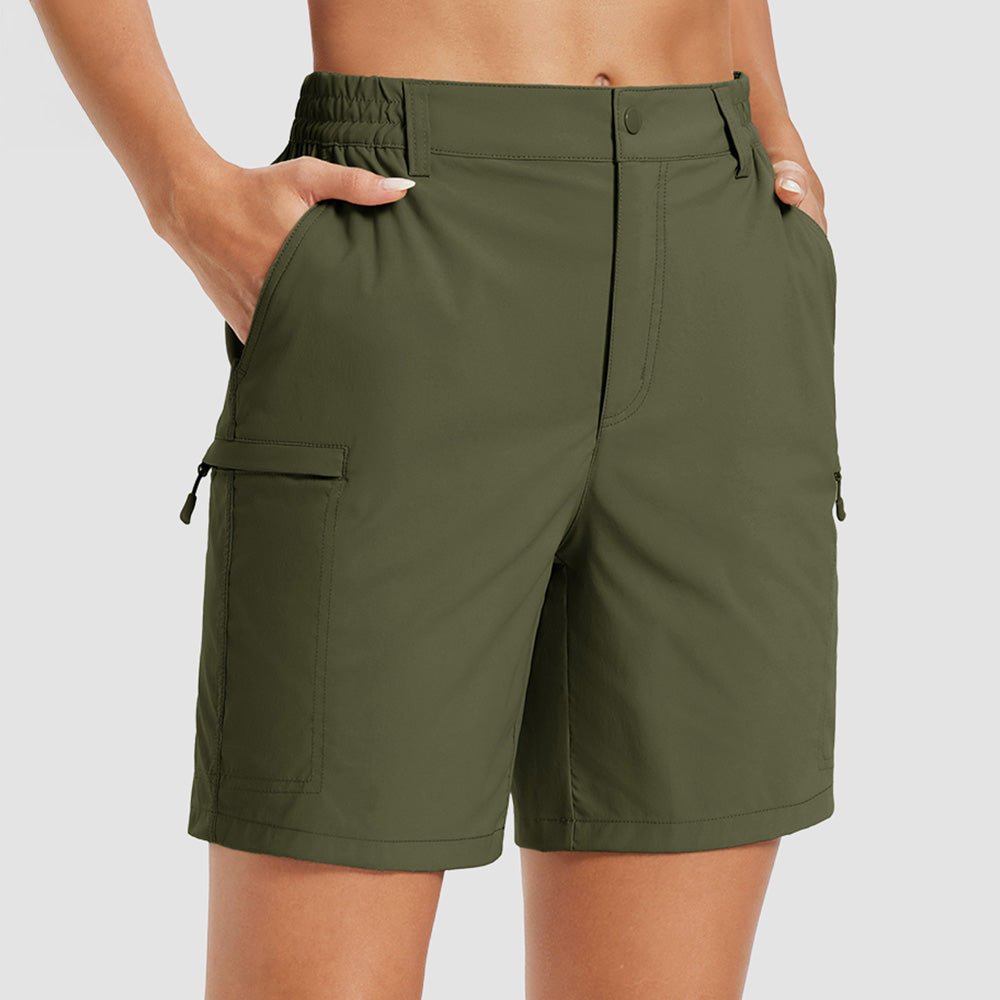 Women's 7 Inseam Quick Dry Hiking Cargo Shorts Army Green by MAGCOMSEN