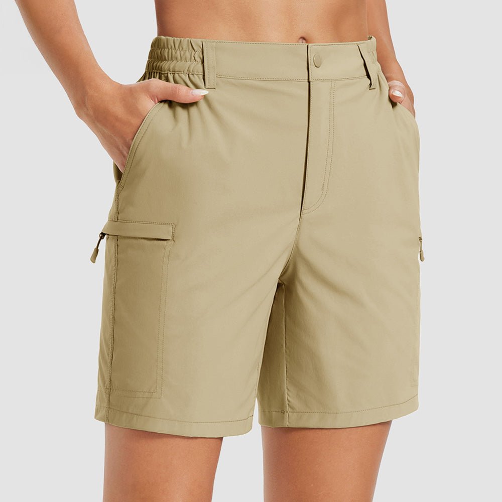 Women's 7 Inseam Quick Dry Hiking Cargo Shorts Light Khaki by MAGCOMSEN