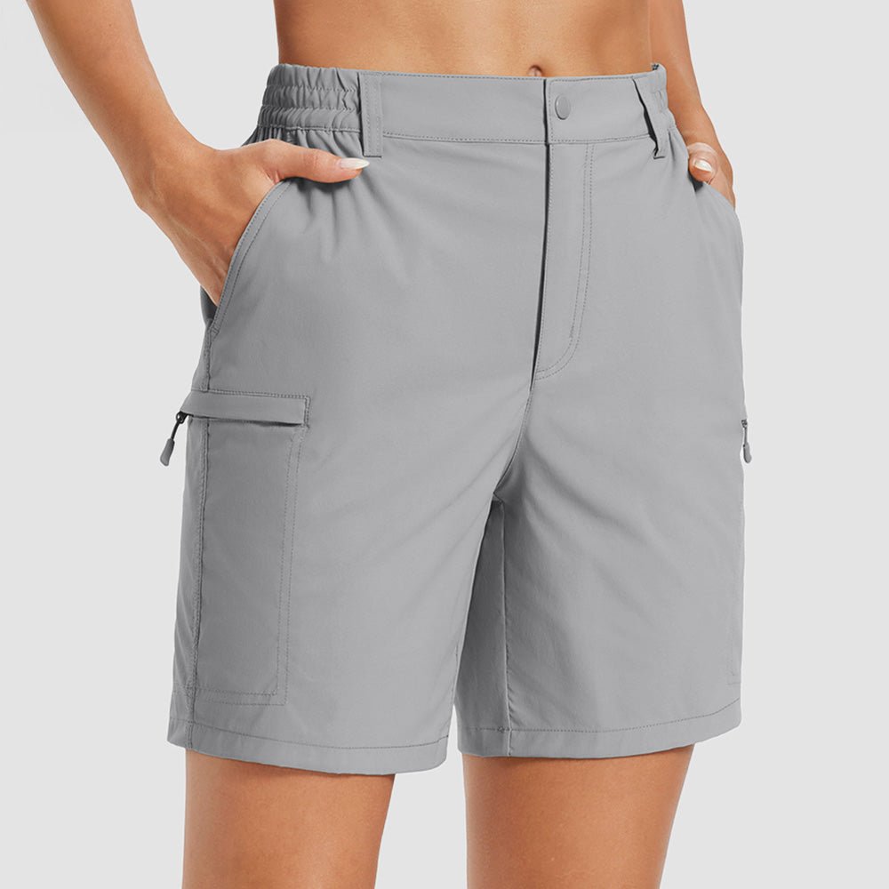 Women's 7 Inseam Quick Dry Hiking Cargo Shorts Light Grey by MAGCOMSEN