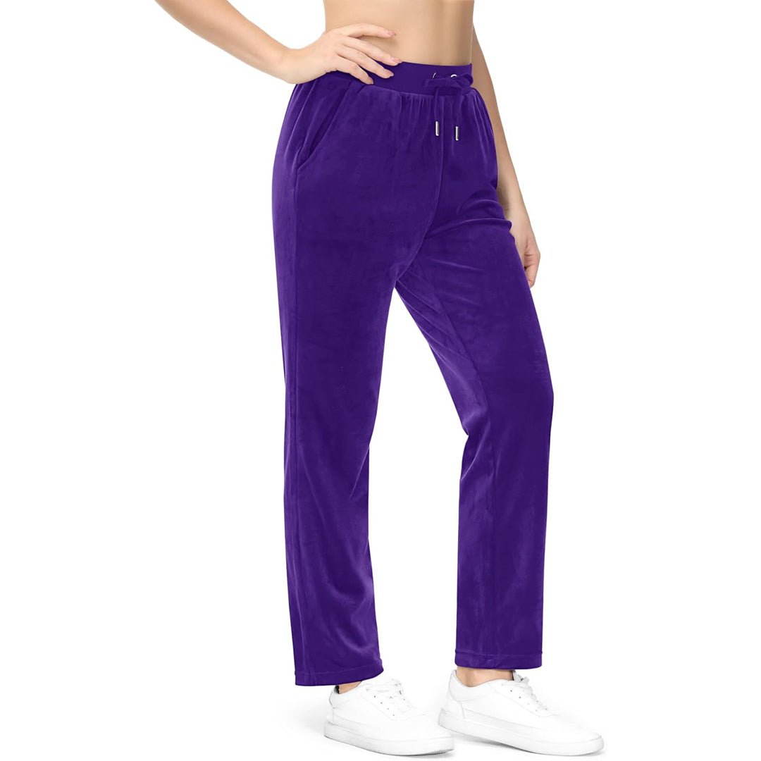 Dark Purple Women's Fleece Jogger Pants - Comfy Lounge & Yoga Sweatpants - MAGCOMSEN